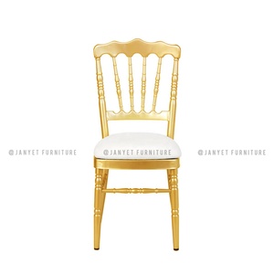 Hot Romantic <span class=keywords><strong>Wedding</strong></span> Event Dining Hall Gold Metal Napoleón Sillas para la venta - Product Image 3