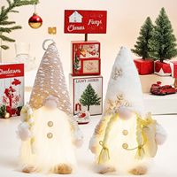 Gnome de Noël personnalisé Rudolph, poupée sans visage avec lumière LED, chapeau à paillettes, ornement en peluche, décoration de table de Noël, OEM acceptable