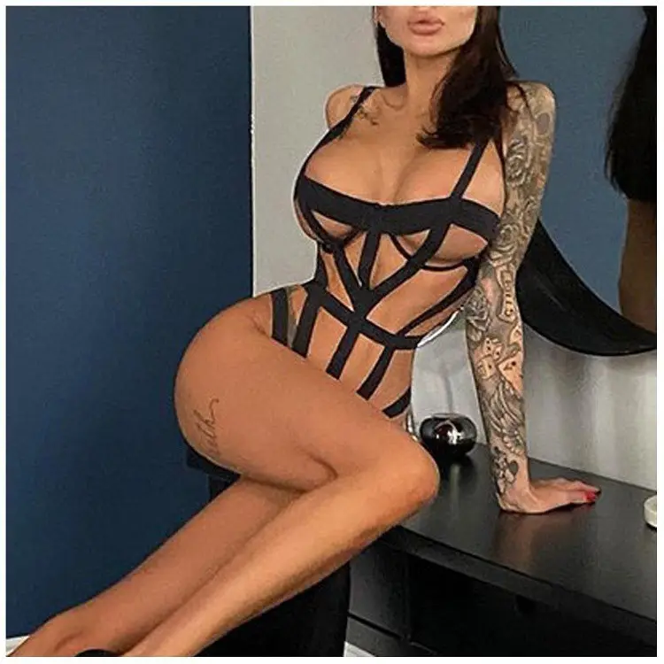 Droppshipping Strap Cross Underwear Women Sexy Bodysuit Teddy Lingerie Caged Lingerie String Sets for valentines day