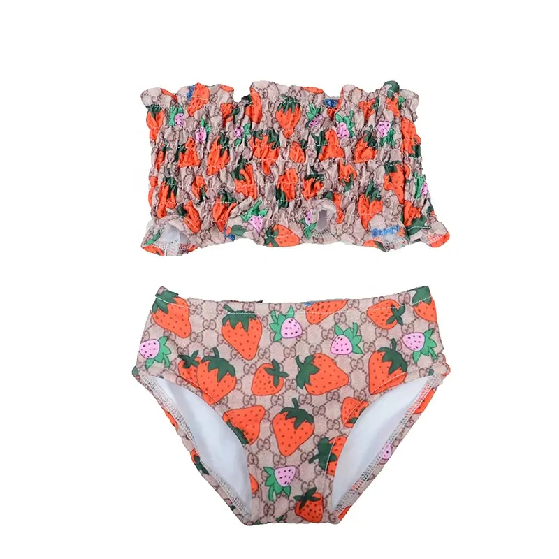 Benutzer definierte Badeanzüge Mädchen Erdbeer Schößchen Bade bekleidung Mode Strand Badeanzug