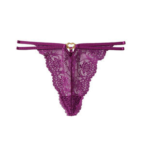 Новинка: Бесшовные женские стринги с низкой посадкой, сексуальные женские трусики-треугольники, черные кружевные женские стринги с перекрестными лямками и вырезами - Product Image 6