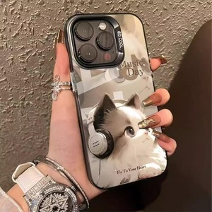 Musica carina stampa gatto placcato argento chiave TPU PC Cover per Iphone Xr Max 11 12 13 14 16 17 aria - Product Image 4