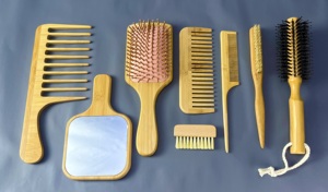 Juego de 4 peines de bambú de dientes anchos, cepillos de pelo de <span class=keywords><strong>madera</strong></span> natural <span class=keywords><strong>para</strong></span> salón con mini peine desenredante, <span class=keywords><strong>para</strong></span> uso doméstico y hotelero, en caja. - Product Image 6