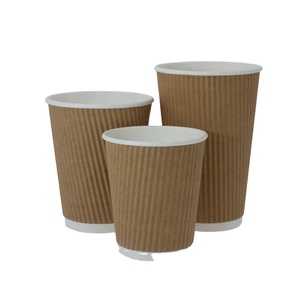 Customizable Wholesale Biodegradable Disposable Corrugated Insulated Ripple Wall Kraft Paper Flexo Printed <strong>Coffee</strong> Cups OEM - Product Image 6