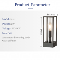 Lampadaire d'extérieur carré en verre transparent 220V 50Hz pour jardin, pelouse, poteau, éclairage paysager, borne lumineuse