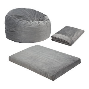 Canapé pouf moderne surdimensionné en velours, une place, avec mousse à mémoire de forme, hauteur réglable, design confortable pour salon familial - Product Image 4