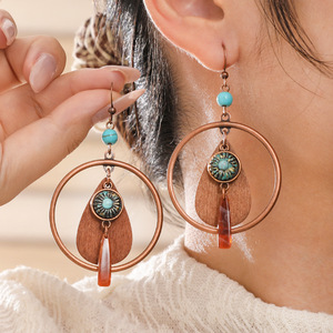 Bohemian Alloy <b>Drop</b> Earrings Antique <b>Bronze</b> Plated Feather Design Women's Party Fashion Dangle Earrings - Product Image 3
