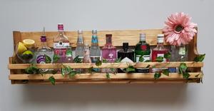 JUNJI Étagère flottante sur mesure en bois recyclé pour spiritueux <span class=keywords><strong>Gin</strong></span> et <span class=keywords><strong>Tonic</strong></span> avec porte-bouteille - Product Image 5