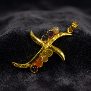 Colgante Metálico Cruz Chakra Dorada con Incrustaciones de Piedras Semipreciosas, Temática Religiosa - Regalo para el Hogar o Negocio Crystalexport.com - Product Image 3