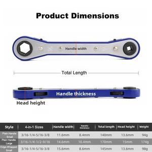四合一双头双向棘轮扳手 方头/六角头 铬钒钢制冷扳手 省力扳手 - Product Image 6
