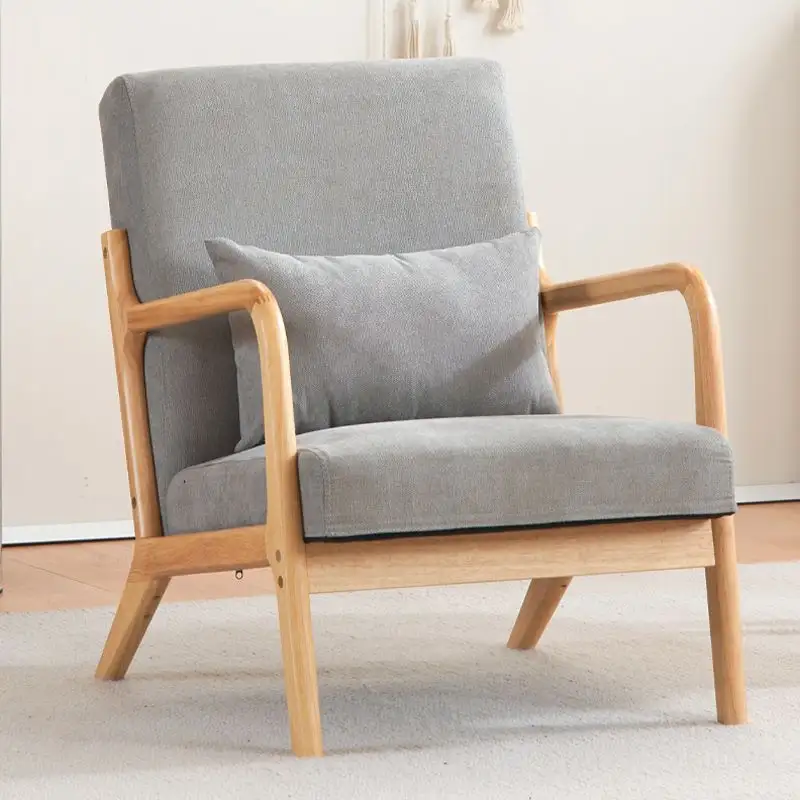 Современный дизайн Nordic гостиная простой Акцент стул из массива дерева обивочная ткань для гостиной кресло для отдыха