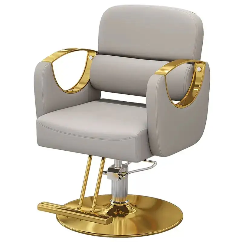 Kursi penata kulit putih desain unik, kursi Salon kecantikan portabel