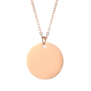 Minimalist Jewelry Gold Plated Necklace Charm Custom DIY Blank Round Pendant Necklaces for Women - Product Image 2