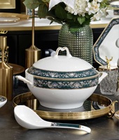 Assiettes de table en porcelaine fine, tasses à thé de cérémonie, collection de forme ronde à motif en relief