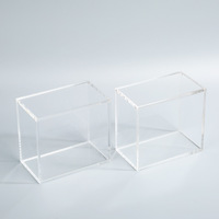 Boîte de rangement domestique en acrylique transparent en gros avec panneaux haute transparence, ton neutre, présentoir de vente au détail, étanche à la poussière, sans joint