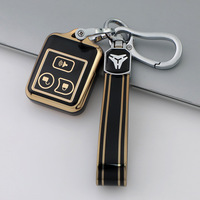 Housse de clé de voiture WZ Factory avec bordure dorée pour Ford Focus (2018-2023) Escape Expedition Mustang Mercury, étui de protection pour télécommande à 3 boutons