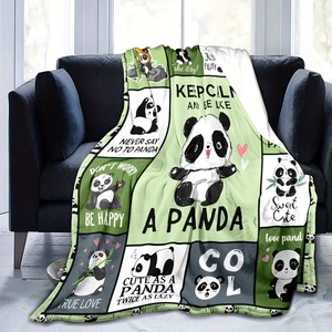 Couverture rectangulaire à imprimé Panda mignon, en polyester et coton, décoration de la maison, douce et confortable, utilisation quatre saisons - Product Image 4