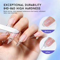 Gel dur sans chaleur pour extension d'ongles, marque privée, sans HEMA, auto-nivelant, acrylique, gel UV, à retirer par trempage, pour fournitures de salon de manucure