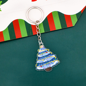 Spot Christmas tree keychain decoration Cartoon Christmas <b>key</b> <b>ring</b> gift Oil painting style <b>Plastic</b> keychain Wholesale - Product Image 4