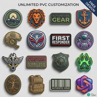 Patch en caoutchouc PVC 3D personnalisé avec logo en relief, à thermocoller et à fixation velcro, imperméable OEKO-TEX pour chapeaux, vêtements et sacs