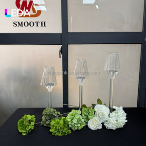 Portavelas de Cristal Transparente LEDA, Portavelas con Forma de Lámpara, Centro de Mesa para Bodas, Decoración para Fiestas y Eventos - Product Image 1