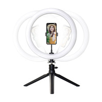 HQ-18N Kit de Vlogging Lumière Circulaire de Maquillage, Trépied Téléphone, Éclairage Selfie, Équipement Photographique, Trois Couleurs Réglables 3200K-5600K