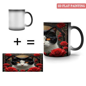 Heat Activated Magic Mug 11oz <b>Ceramic</b> Frosted Black Thanksgiving Day Gift <b>Cup</b> - Product Image 4