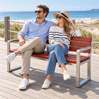 Banc de jardin extérieur en acier inoxydable avec dossier pour parc, patio, cour, hôtel, école, restaurant, villa