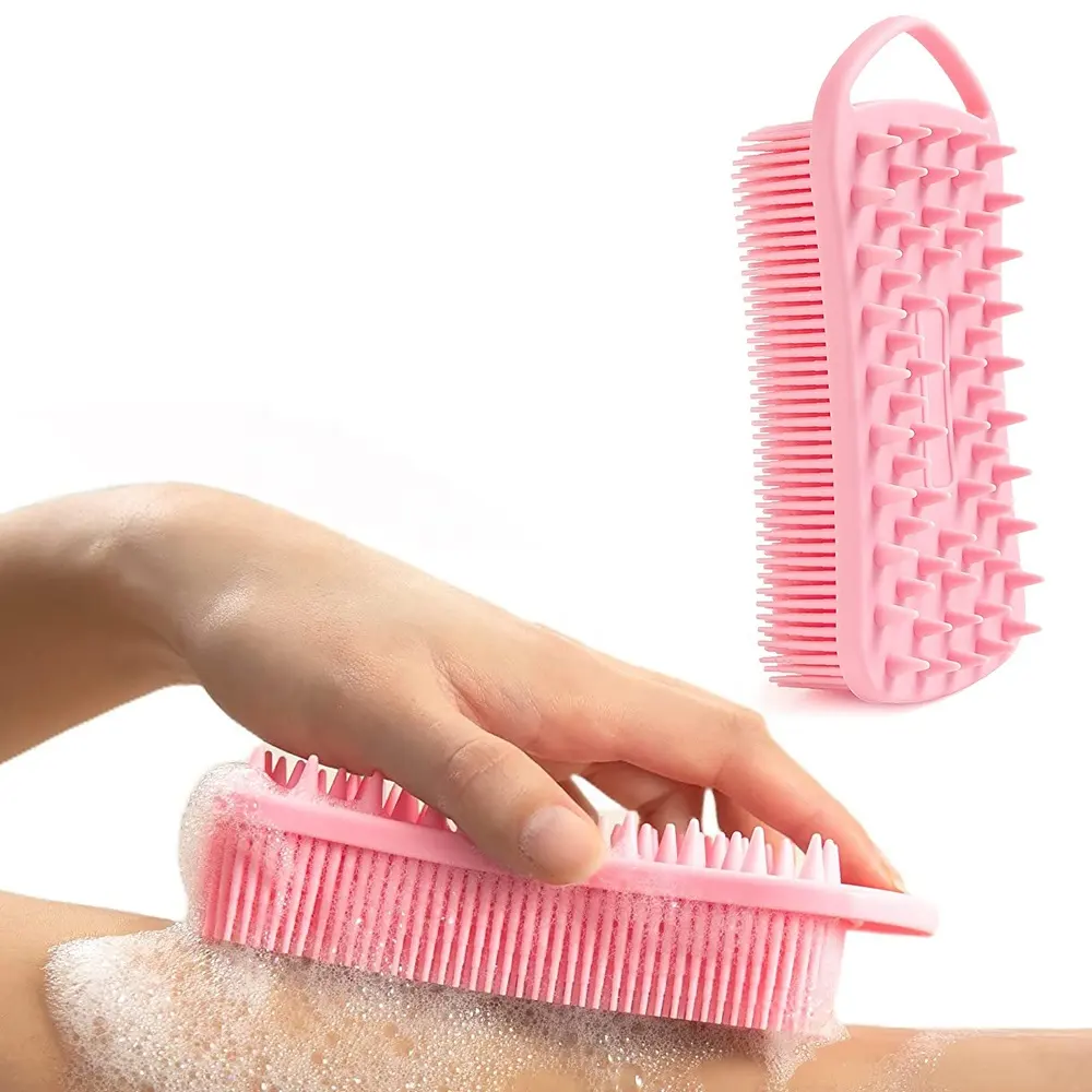 Double-Sided Body Brush 2 in 1 Shower and Scalp Massager Shampoo Brush Silicone Body Scrubber