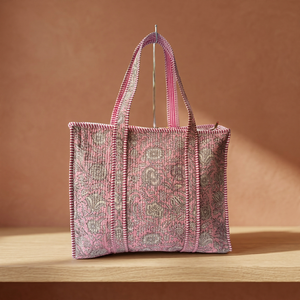 Latest Spring Summer Cotton Quilted Handmade <b>Boho</b> Shoulder Tote <b>Bag</b> with Zipper Closure for Women's Daily Use Travel - Product Image 3