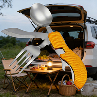 Ensemble de couverts de camping 4 en 1, couverts pliants multifonctions en acier inoxydable, fourchette, cuillère, couteau pour barbecue, randonnée, voyage