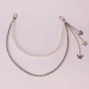 Harajuku Style Pearl Butterfly Waist <b>Chain</b> Silver Unisex Fashion Body <b>Chain</b> Daily Wear <b>Cross</b> Border - Product Image 2