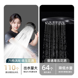 Pressurized Shower Head Round Adjustable Rain Mode Six <b>Settings</b> High Flow Water Saving <b>Bathroom</b> Shower Accessory - Product Image 4