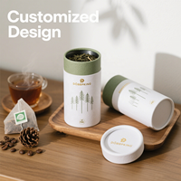 Emballage écologique de luxe, tube rond en papier, récipient alimentaire hermétique, carton blanc, cylindre pour café et matcha