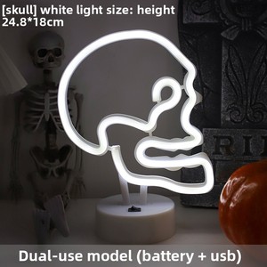 Enseigne néon <span class=keywords><strong>LED</strong></span> personnalisée pour Noël et Halloween : Renne, Crâne, Cloche, Citrouille – Alimentation par piles ou USB, Étanche, Fixation murale - Product Image 6