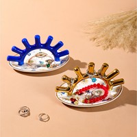 Nouveau présentoir d'anneau en céramique créatif moderne pour la décoration de la maison pour les décorations d'entrée à la maison plateau de rangement de bijoux mauvais œil