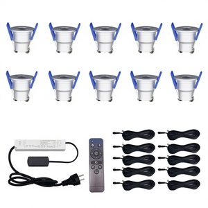 Mini spots LED encastrés pour armoire, 12VDC 3W, indice de protection IP65, construction en aluminium pour extérieur, ensemble d'éclairage avec télécommande - Product Image 1