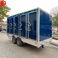 Toilettes mobiles polyvalentes de style européen, remorque de toilettes portables avec options multi-unités pour les grands événements, fabriquées en acier
