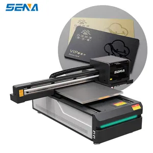 Mesin cetak alas datar Ricoh kecepatan presisi tinggi 6090 UV Printer untuk menyesuaikan casing telepon akrilik pena kartu PVC Golf