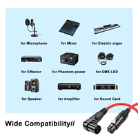 Câble DMX rouge de 3 pieds XLR mâle à 90 degrés à 3 broches vers câble de microphone symétrique femelle Câble XLR à angle droit