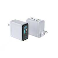 Cargador Multi-Puerto de 65W Ideal para Viajes con Monitor de Energía en Tiempo Real, Cargador Rápido USB Tipo C Gan PD QC con Pantalla LED