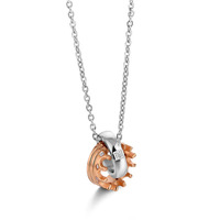 Collier pour couple en acier inoxydable avec pendentif couronne incrustée de diamants, double anneau et double cercle, style amoureux