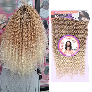 Treccine all'ingrosso da 18 pollici 8x con riccioli italiani 240g, acconciature boho con ricci Milano, 100% fibra Kanekalon per intrecciare a uncinetto, biondo ombré # - Product Image 1