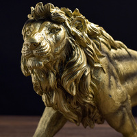 Décoration de maison de luxe, moules en résine, sculpture de lion doré, statues d'animaux pour la décoration de table, décoration de salon, bureau, armoire à vin