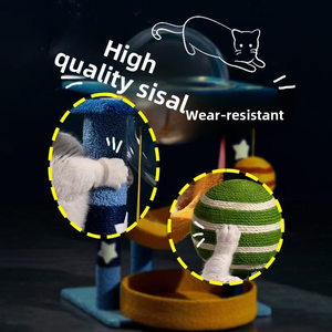 Árbol para Gatos que Ahorra Espacio, Recubierto de Sisal, Diseño de Cielo Estrellado con Escondite Tipo Cápsula, Ideal para Hogares Pequeños - Product Image 4