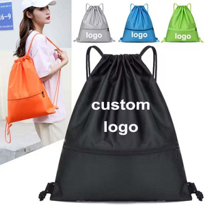 Waterproof Oxford Drawstring Backpack with Zipper <b>Basketball</b> Soccer Bag Gym Sack Custom Logo For School Sports Team Training - Product Image 1