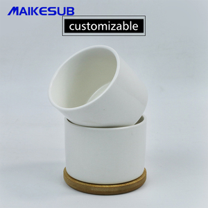 Maikesub nouveau pot de fleur en céramique au design carré avec coussin de bassin en <span class=keywords><strong>bambou</strong></span> Logo personnalisable pour la maison jardin pépinière - Product Image 4