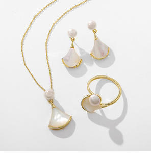 Ensemble de bijoux religieux classique en acier inoxydable plaqué or 18 carats |   Collier, boucles d'oreilles et bague de mariage avec pierres en zircon - Product Image 1