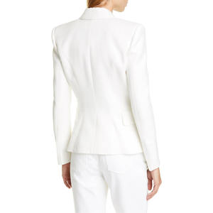 Top qualité blanc Blazer femmes mince élégant Blazers veste femmes ajustement Glod boutons Double boutonnage Blazer Femme - Product Image 3