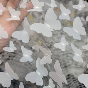 Tessuto in Tulle con Ricamo 3D di Farfalle Leggere, Disponibile in Bianco/Nero/Blu e Altri Colori - Product Image 4